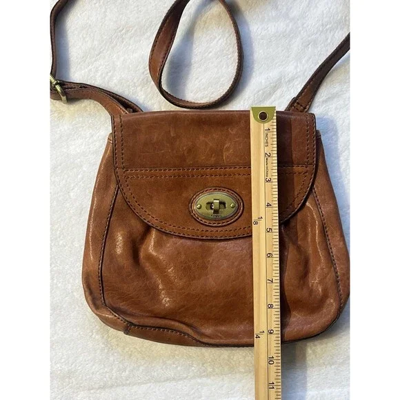 1954 FOSSIL Long Live Vintage Leather Crossbody Purse w/Key - Picture 3 of 11